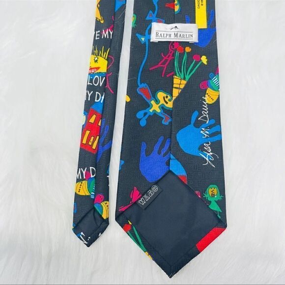 Ralph Marlin Men's Vintage 90's I Love My Daddy Necktie Daddy's Drawings Vivid - Picture 6 of 8